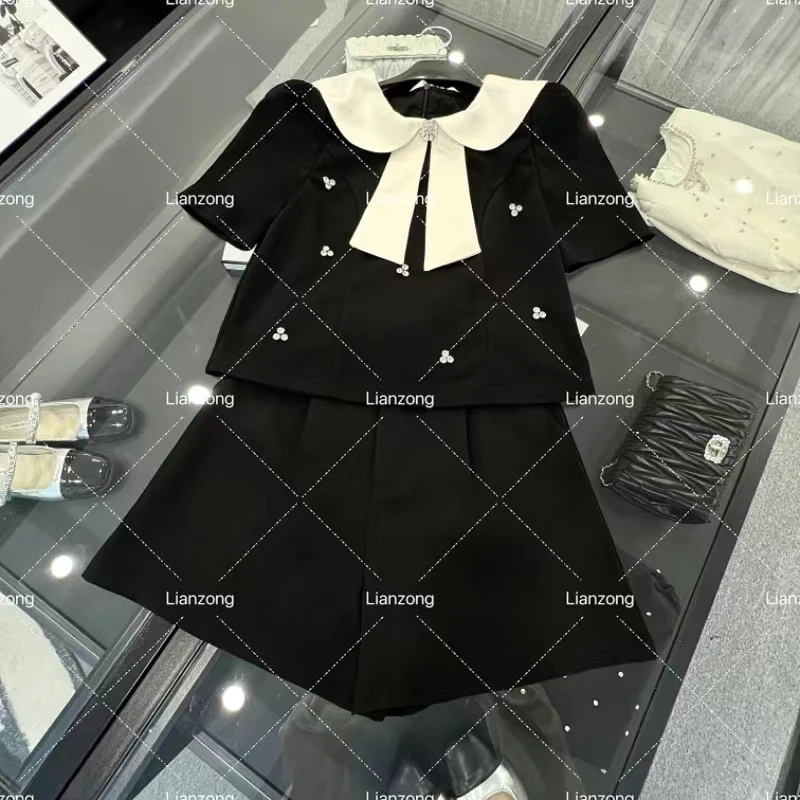 名媛高端小香风黑色套装2025新款女装夏季轻奢高级感女人味