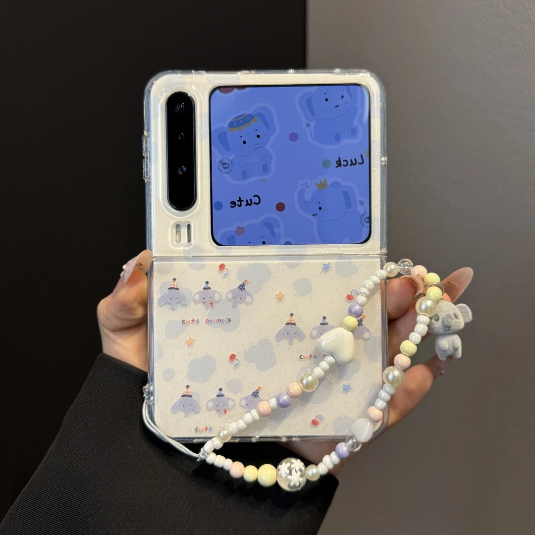 适用华为purax典藏版折叠屏手机壳PuraX可爱卡通闪粉小飞象链条女