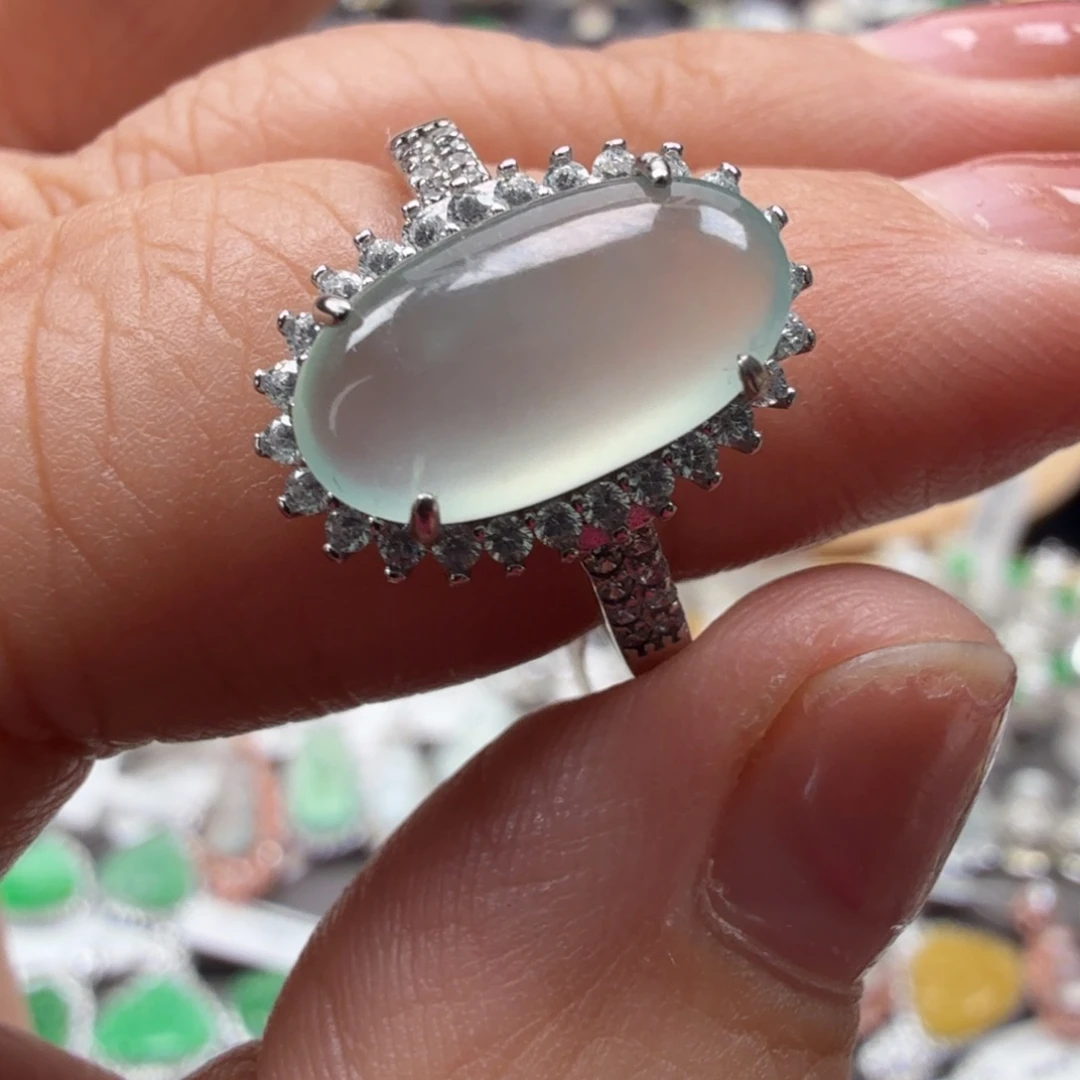 翡翠银S925镶嵌戒指8065