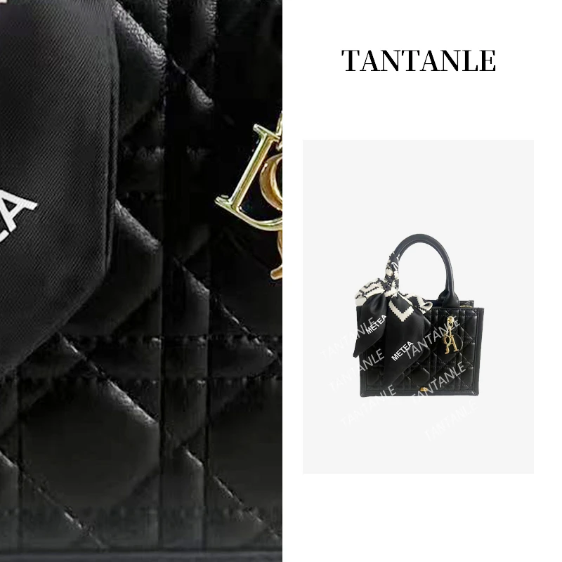 高定时尚百搭单肩斜跨菱格质感经典手提包