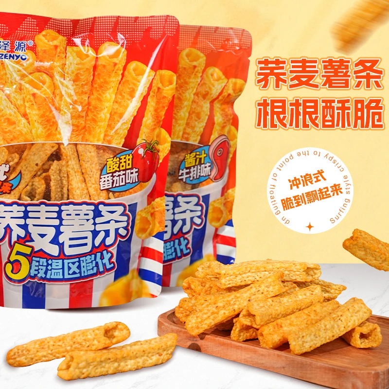 荞麦薯条80g/袋酥脆休闲零食膨化粗粮酱汁牛排味番茄味