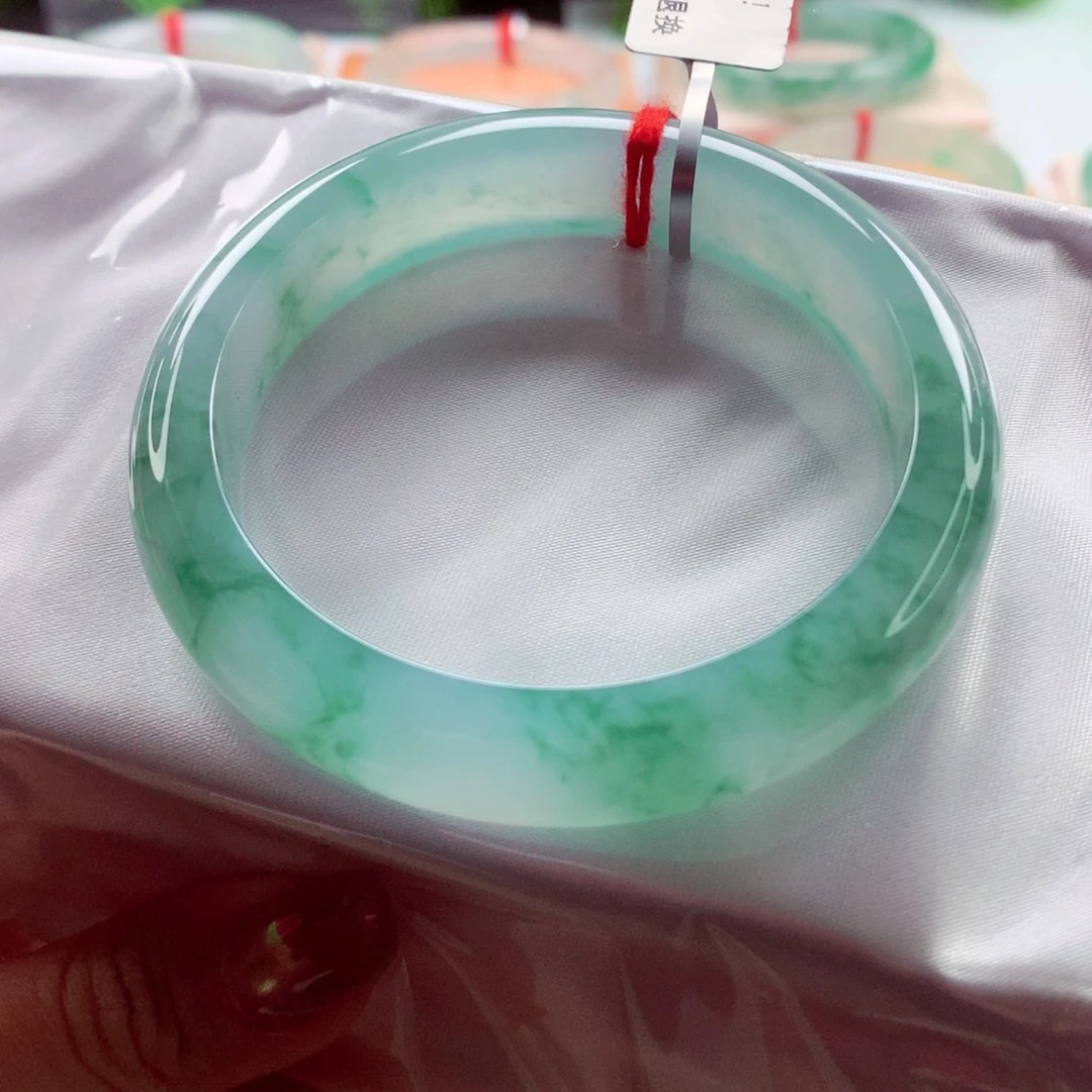 翡翠未镶嵌手镯55.5 绝美意境兰花 灵