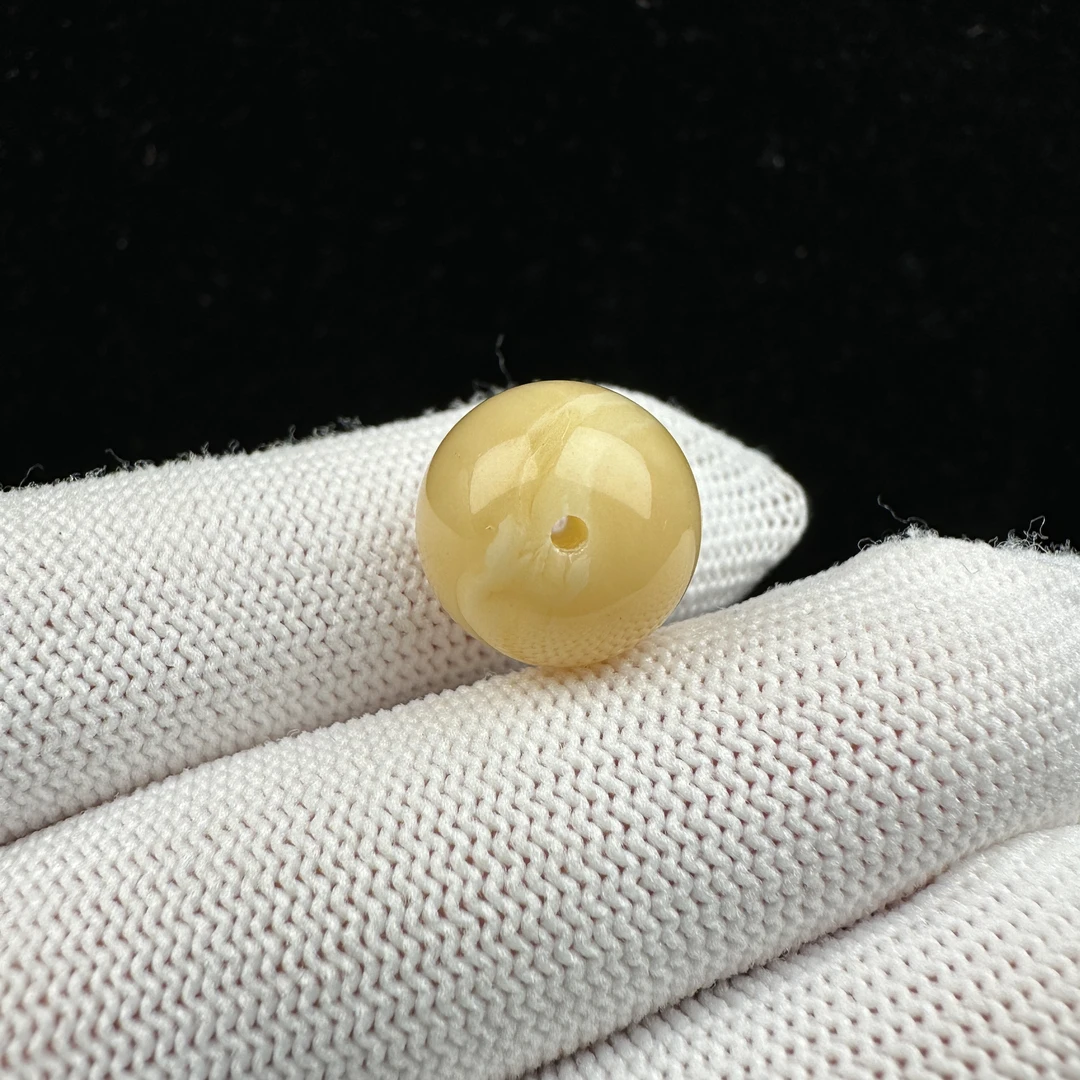 M1867天然蜜蜡 鸡油黄单珠 13.2mm 1.25克支持复检假一罚四