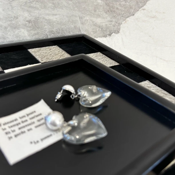 铜合金仿珍珠项链 铜合金仿珍珠耳饰 透明爱心字母耳环EH2466