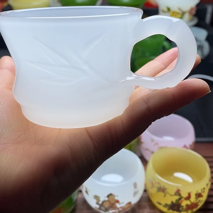 手工艺品琉璃玉瓷冰种琉璃竹节杯