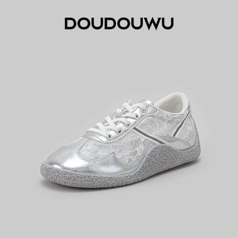 豆豆屋厚底板鞋女网面透气2025夏季新款韩版潮酷休闲百搭平底女鞋