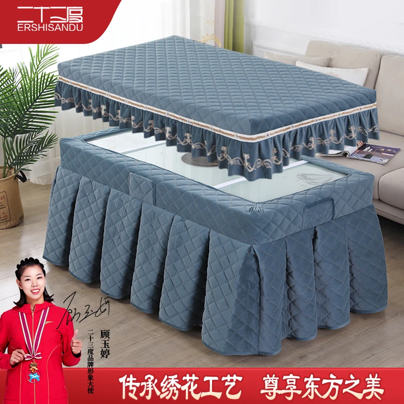 高端电炉套烤火罩长方形加厚加绒电暖桌取暖茶几套冬季烤火被新款