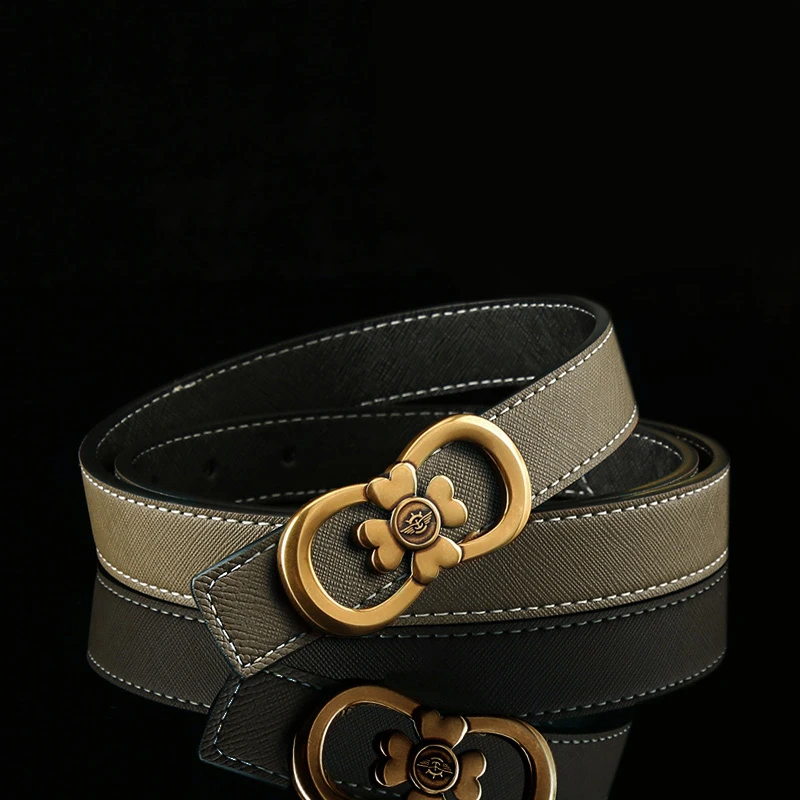 女士休闲简约优雅复古轻奢裤腰带6036K绿A-1【ZBJ】