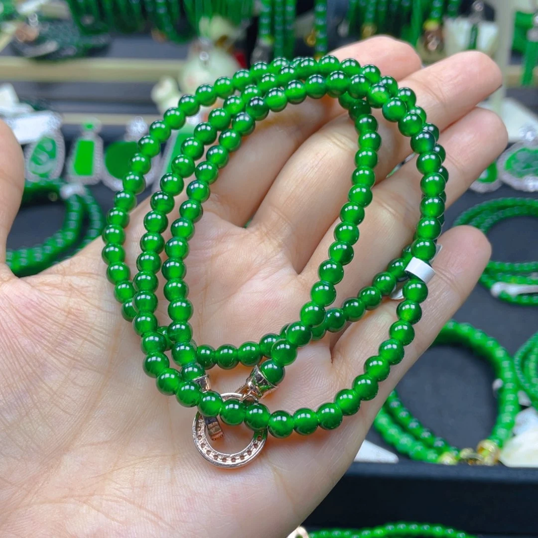 颈饰未镶嵌翡翠浓阳绿5