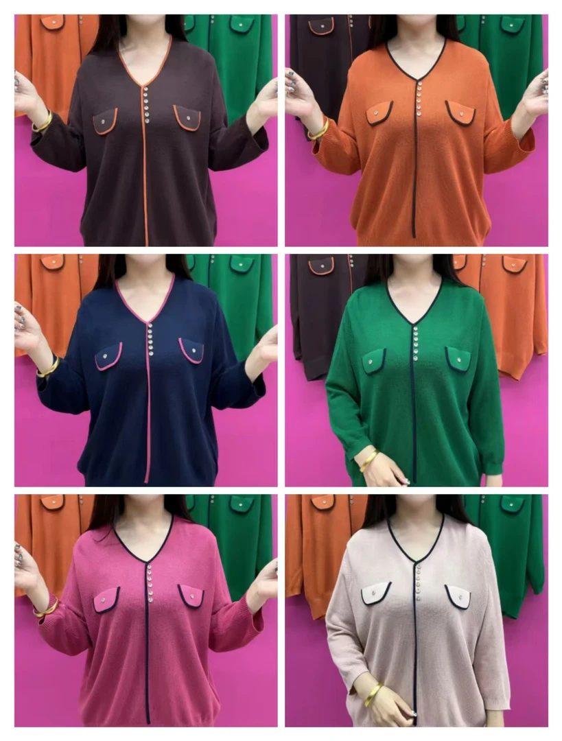 K99-916款六个扣V领针织衫