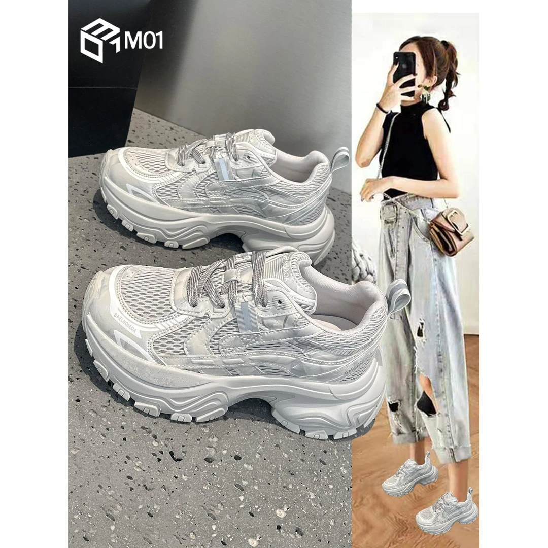 M01秋季复古炸街老爹鞋女新款爆款厚底增高小个子超火运动休闲鞋