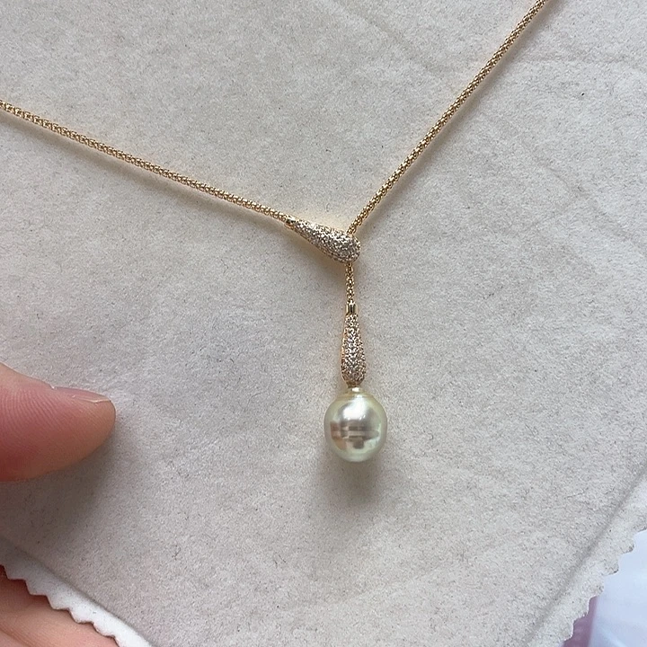 银S925镶嵌项链海水珍珠