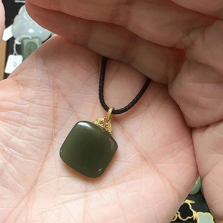 和田玉银S925镶嵌吊坠(不含链)