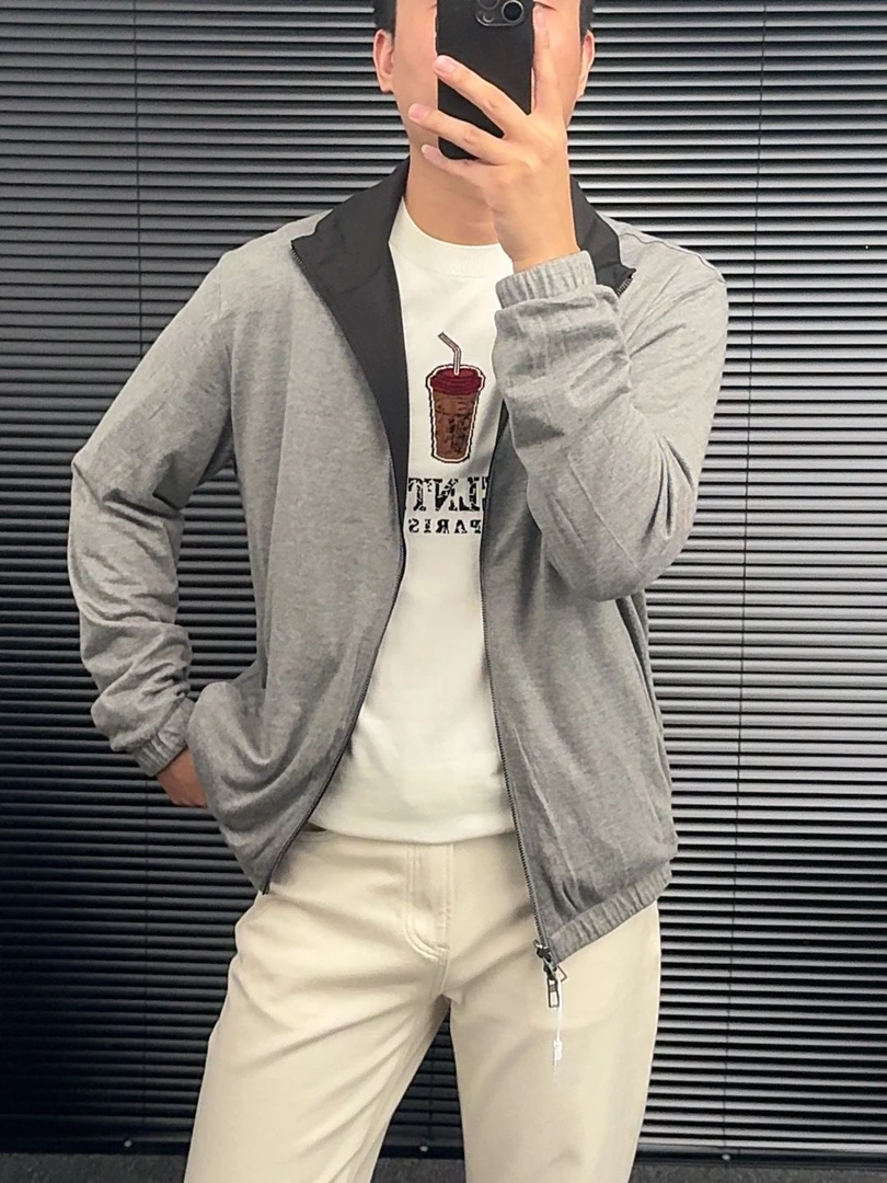 （LP）秋冬哈灵顿双面穿山羊绒保暖立领帅气cleanfit休闲双面穿夹克