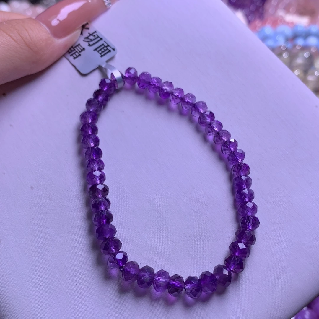 手链水晶未镶嵌紫水晶切面6m