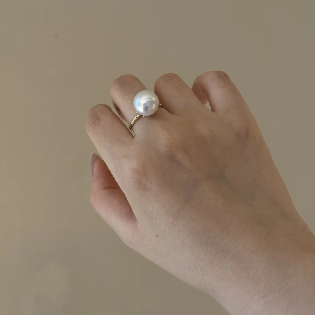 【珠纪儿】海水澳白珍珠11-12mm18K金简约款澳白戒指