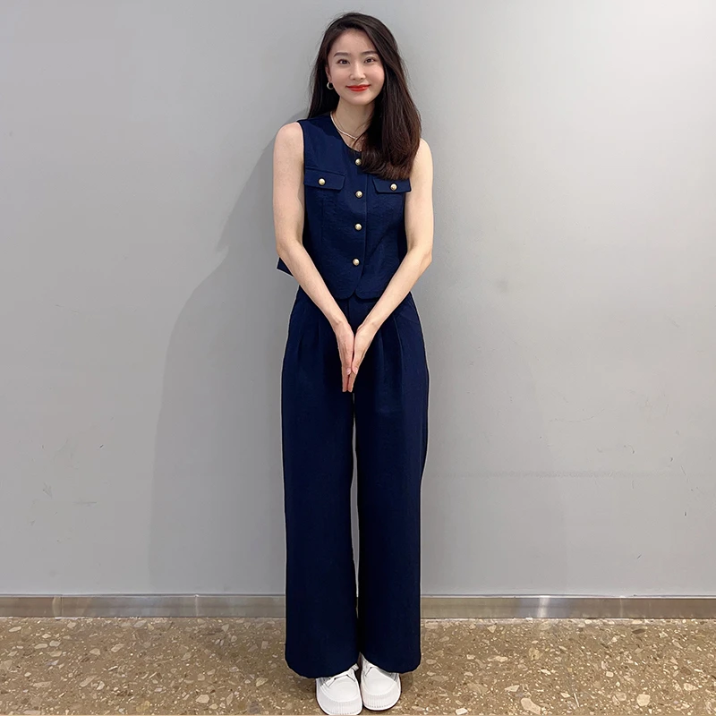 2025年夏季新款休闲减龄套装女小香风气质百搭短袖阔腿裤两件套潮