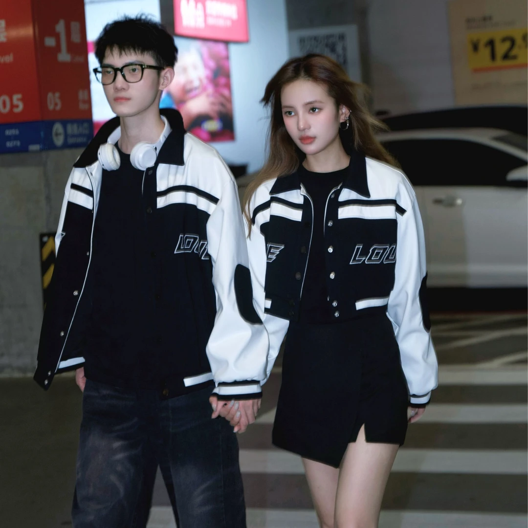 情侣装夹克短外套春秋季2025新款爆款美式潮牌一男一女短款机车服