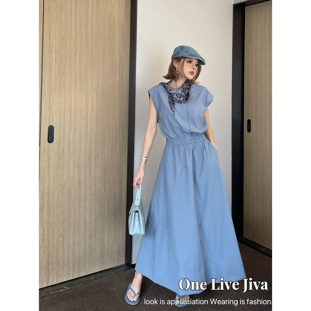 KIKI严选：85206-JIVA家欧货南油夏季收腰气质减龄长款连衣裙
