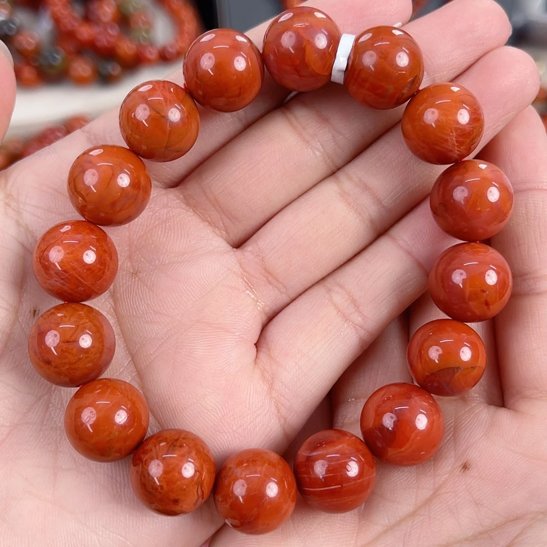 南红玛瑙未镶嵌瓦西柿子红满肉单圈13mm