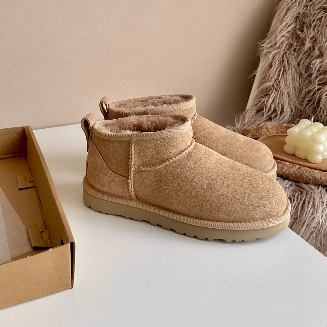 薄底迷你河南桑坡羊皮毛一体雪地靴男女鞋情侣短筒冬雨款加厚羊毛