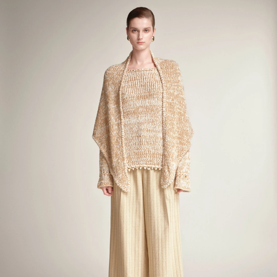 La Maison Crochet 授权 Lucy 钉珠装饰套头针织/披肩