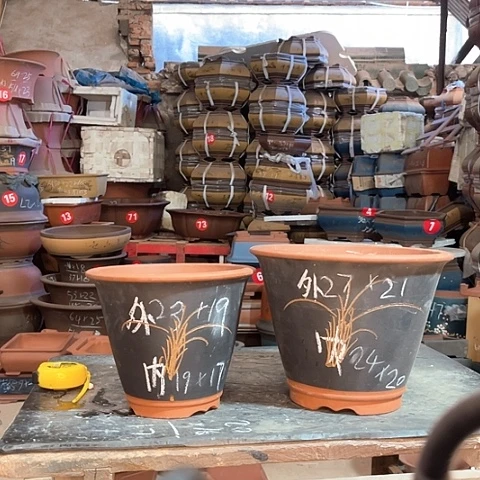 紫砂花盆斗盆两个