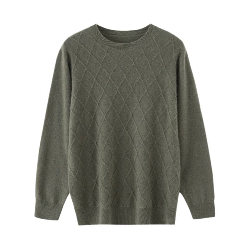 男士菱型提花100%羊绒衫 2025款秋冬季节加厚保暖羊绒衫 LS605400