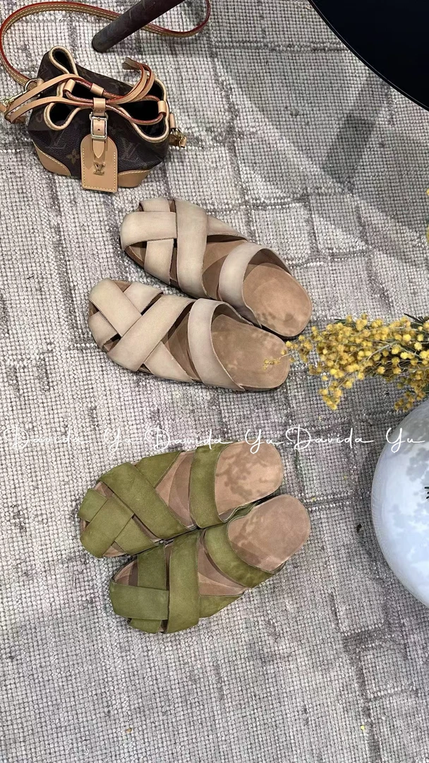 牛皮交叉半拖凉鞋夏季时尚百搭真皮舒适女鞋 619