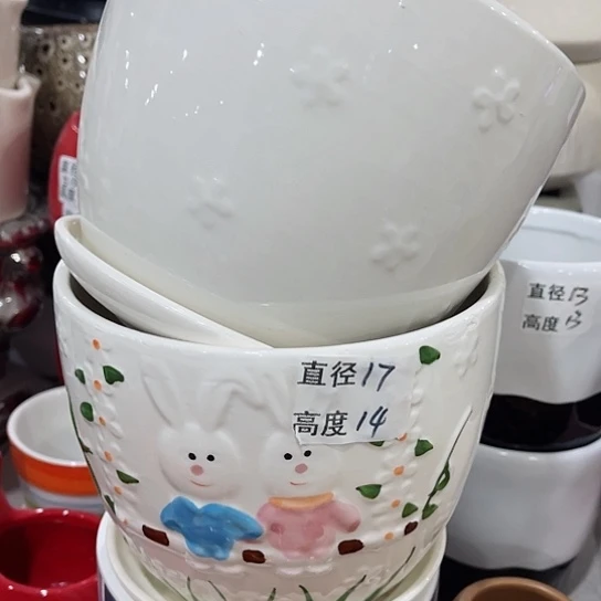 多肉绿植陶瓷花盆9.9包邮，有孔