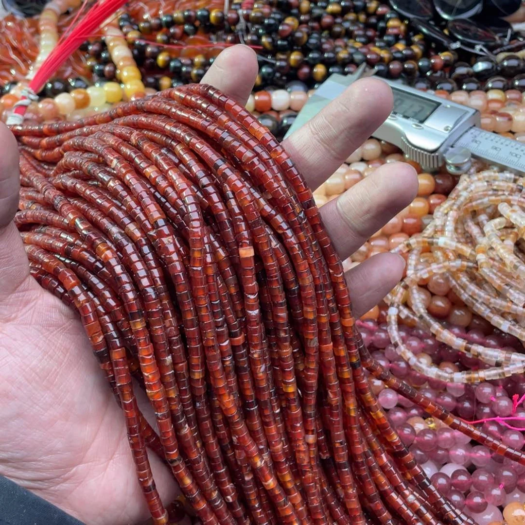 玛瑙/玉髓珠宝半成品未镶嵌一条装4mm红玛瑙直切隔片