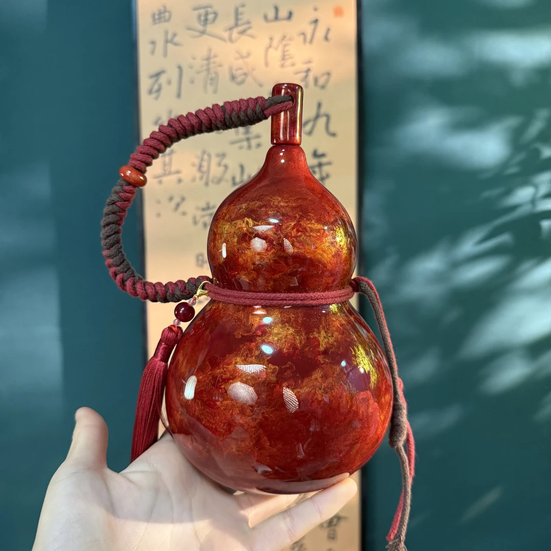 【赤焰凝霞~】600毫升精品奶嘴硅胶烤瓷热水酒葫芦