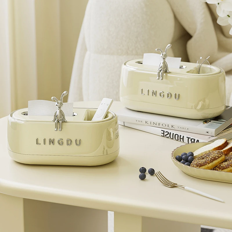 高颜值奶油风纸巾盒小兔子装饰客厅电视机桌面抽纸盒卫生间纸巾盒