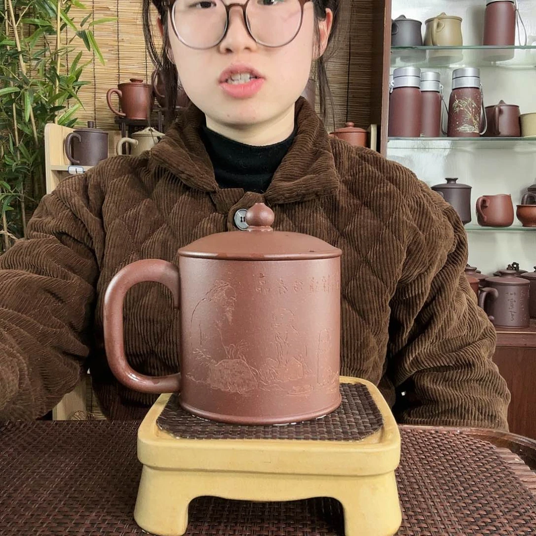 紫砂茶杯品茶传道办公杯450CC左右