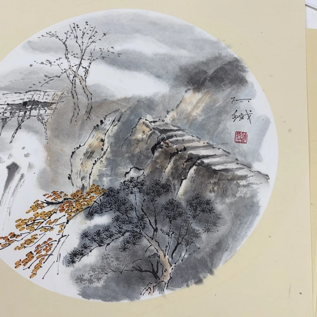 国画赵铁卡纸山水艺