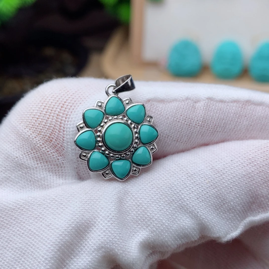 绿松石珠宝奇石银S925镶嵌