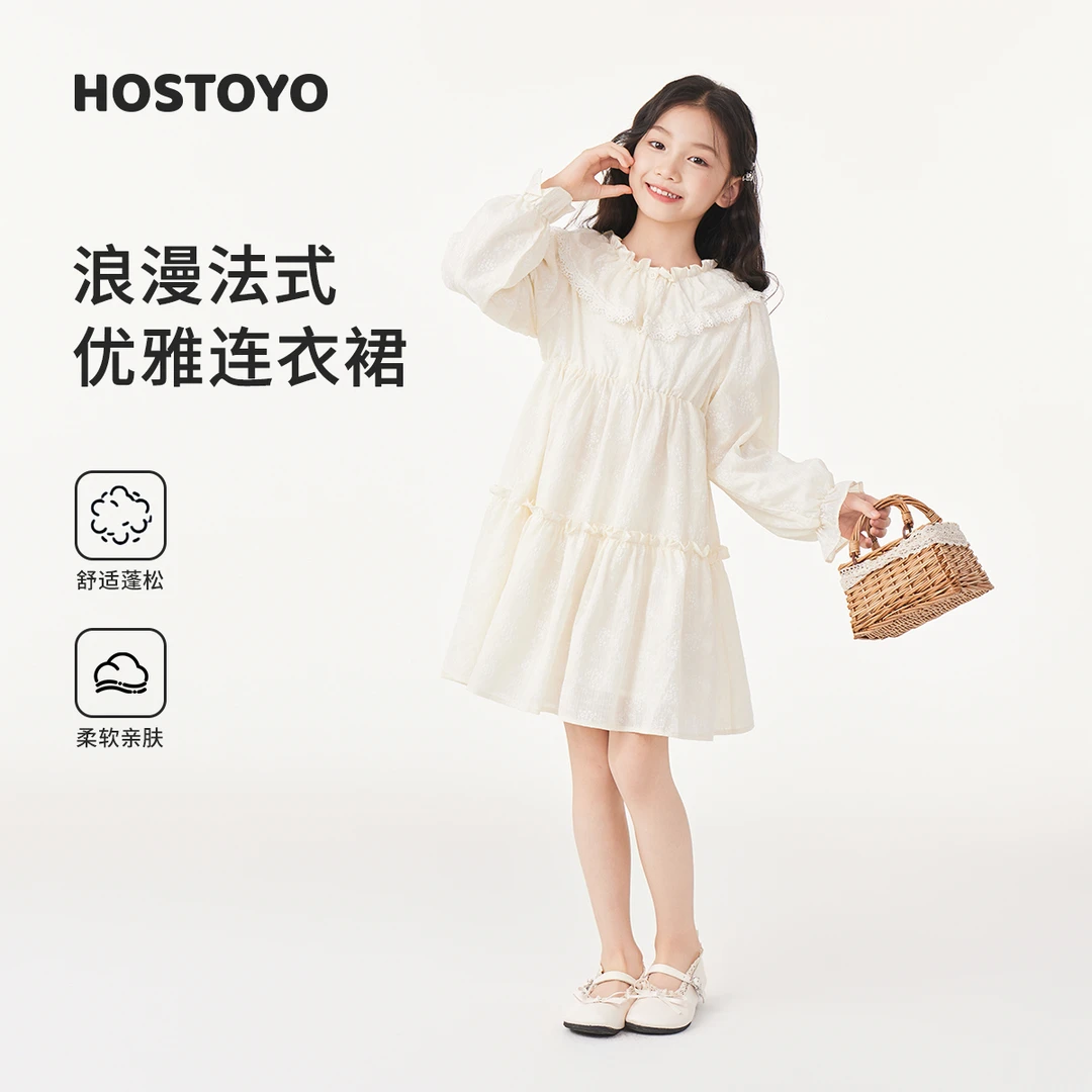 蓬松公主裙女长袖春秋季休闲风优雅舒适女童连衣裙17780471001