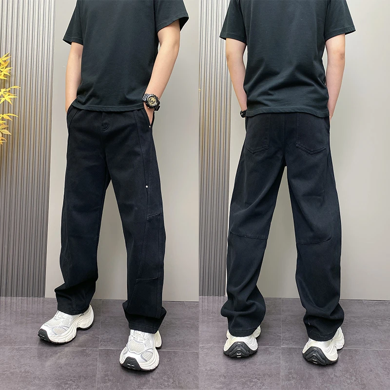 美式复古水洗2025年冬季新款牛仔裤男痞帅宽松直筒长裤潮流休闲裤