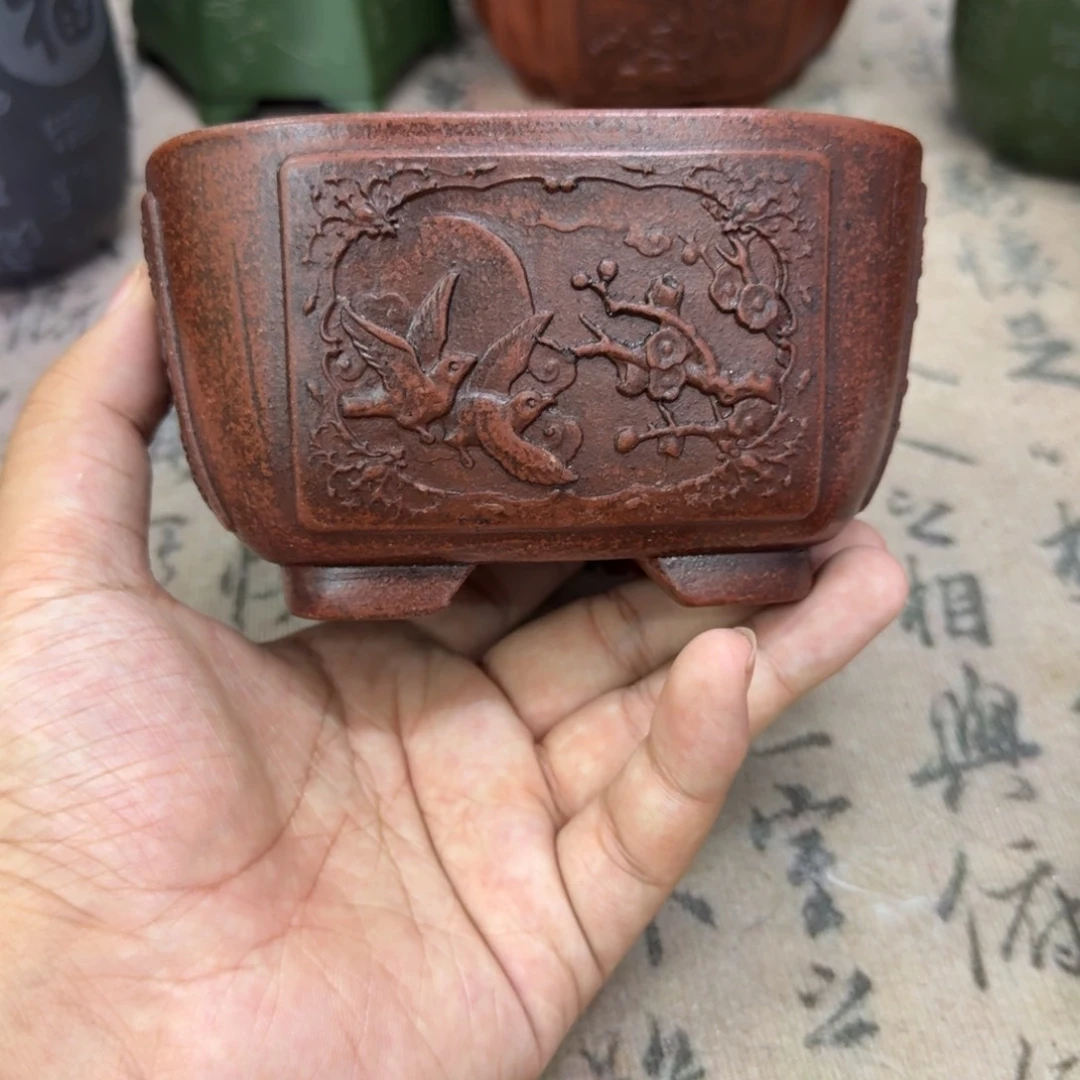 紫砂花盆11.5x6内经紫砂花盆