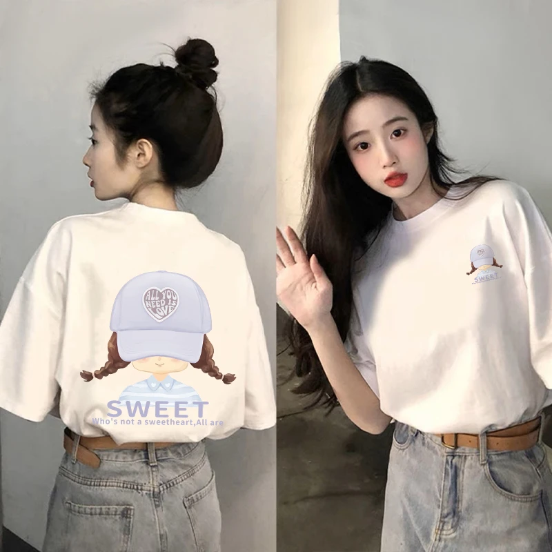 纯棉女t恤白色短袖2025新款爆款夏季休闲洋气时尚减龄上衣体恤潮