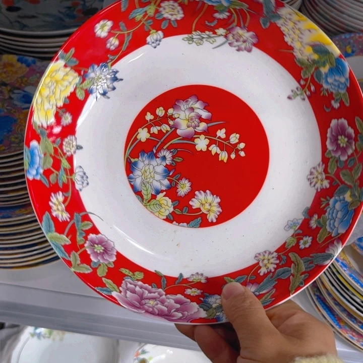 瓷片珐琅彩八寸深盘四个微瑕