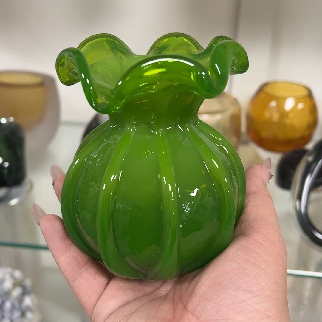 琉璃高12绿色琉璃花器