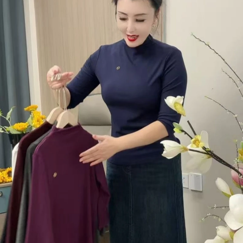 508打底衫秋冬T恤修身夏季气质半高领中袖耐磨时尚加厚长袖超柔软