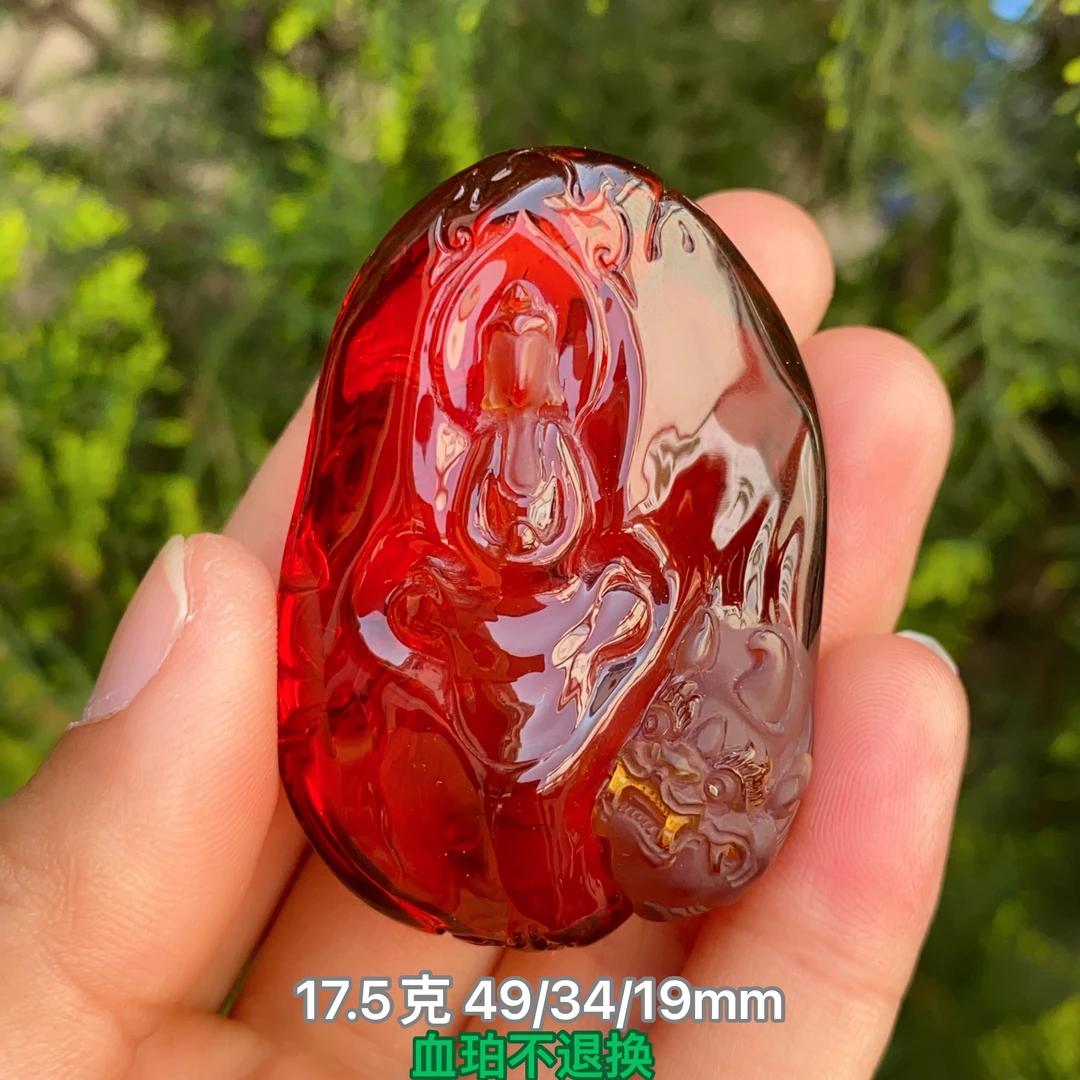 【小伊琥珀】17.5克满血色血珀悟道「血珀不退换」