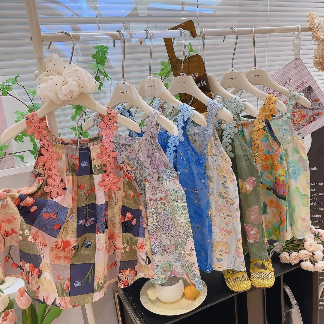 【度假风】海边沙滩游玩清爽冰凉吸汗透气绵绸莱赛尔吊带裙亲子装