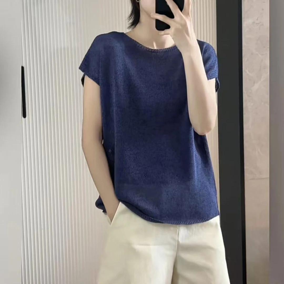 雾紫/简约高级感显白坎肩短袖61001