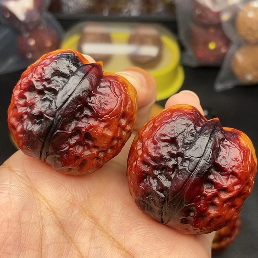 【闪购商品】把件文玩核桃38尺七彩帝王筋元宝