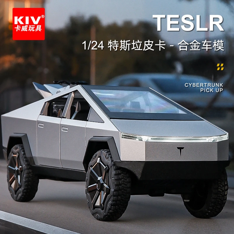 1：24特斯拉皮卡车仿真合金声光儿童玩具汽车模型收藏摆件
