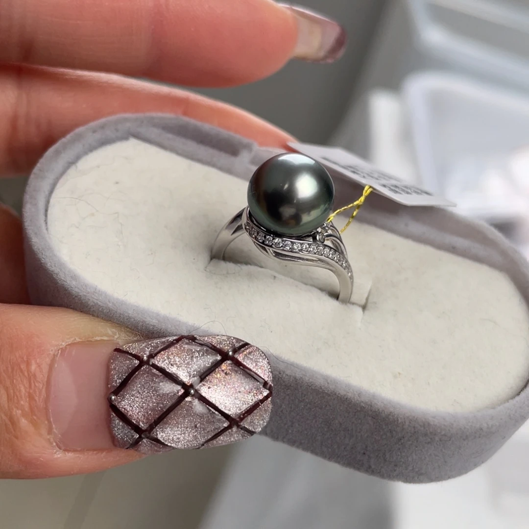 海水珍珠戒圈银S925镶嵌