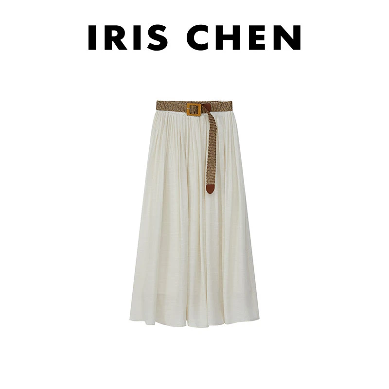现货IRIS CHEN 原木裙 2025春夏人棉透气百搭含腰带半身裙25QZ342